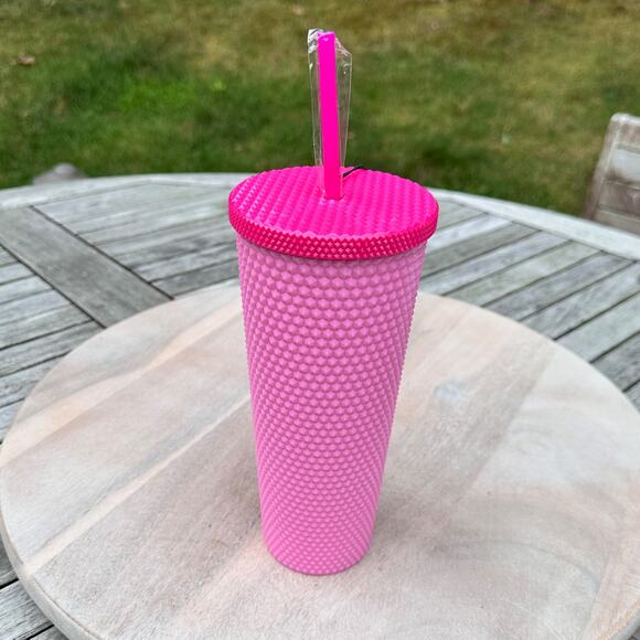 Barbie The Movie Pink Studded Tumbler Cup & Straw NIB Exclusive Acrylic Travel - Picture 8 of 13